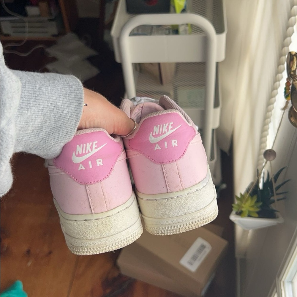 Nike Air Force 1 pink and white sneakers size 8